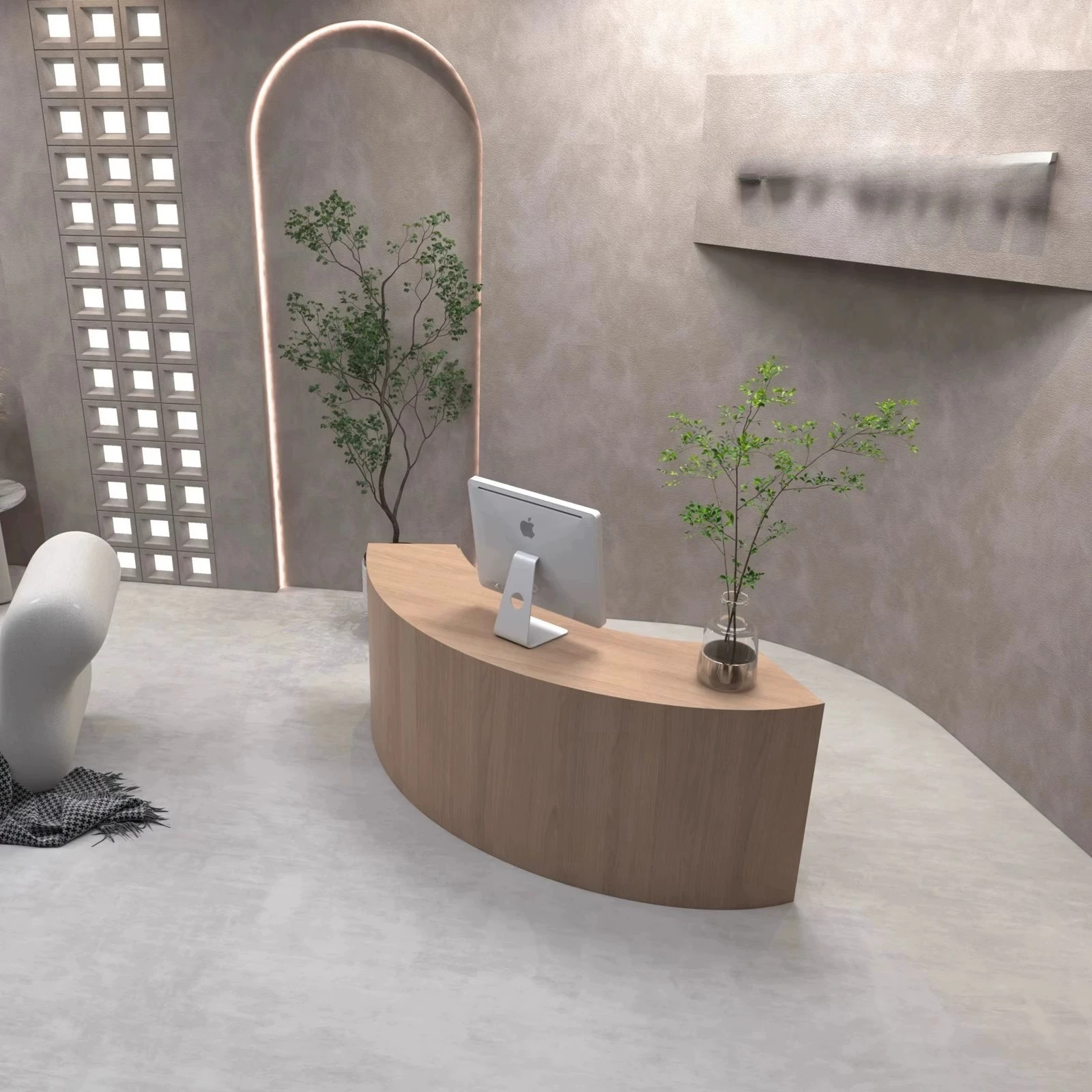 Desk arc checkout page information desk company training clothing store front desk