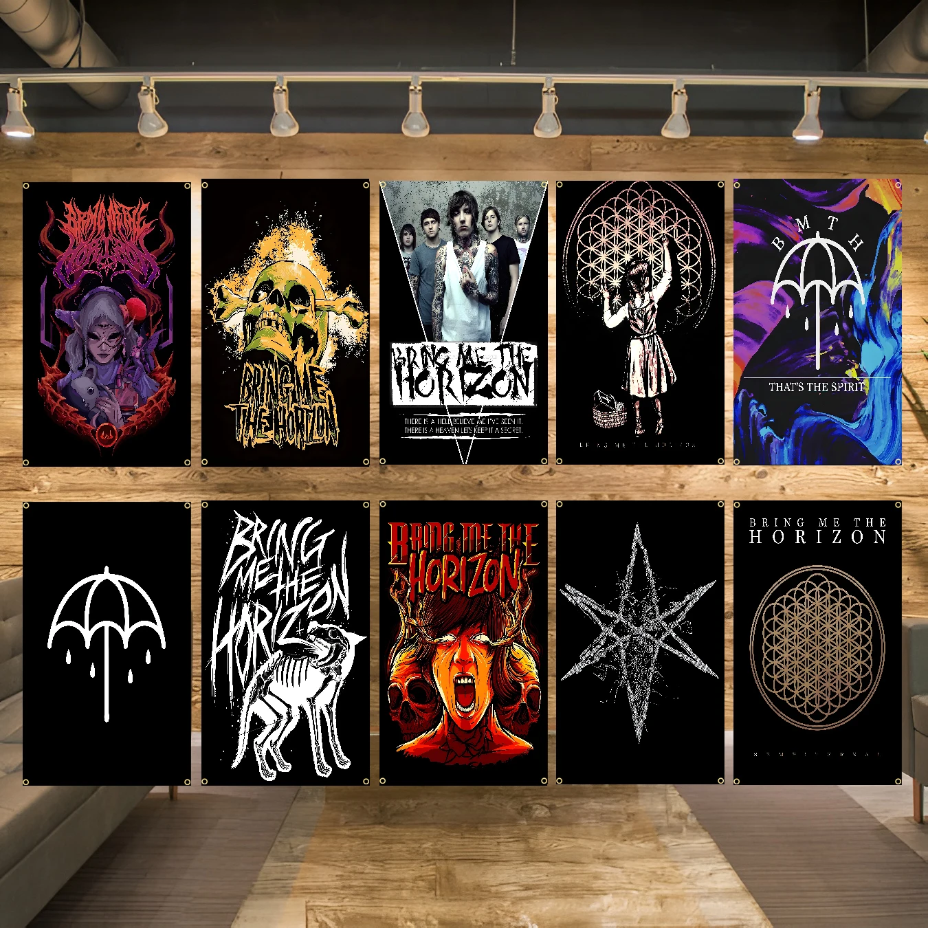 B-Bring M-Me The H-Horizons Band Flag Polyester Digital Printing Banner for Bedroom Wall Art Out Door Tapestry Decoration