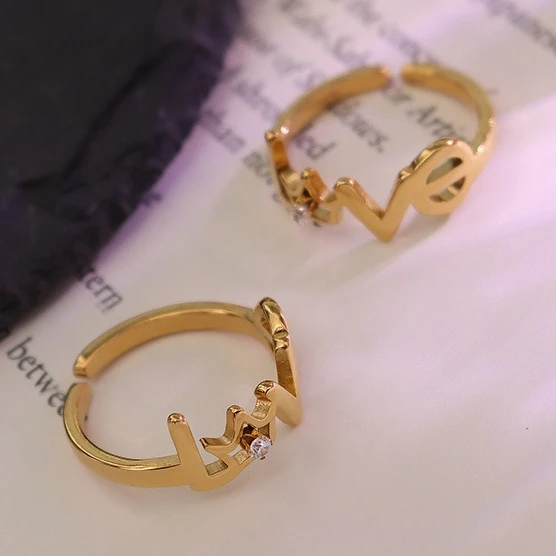 

Light luxury fashion crown LOVE ring, 18K gold open ring, no fading, fashionable and versatile gift for girlfriend