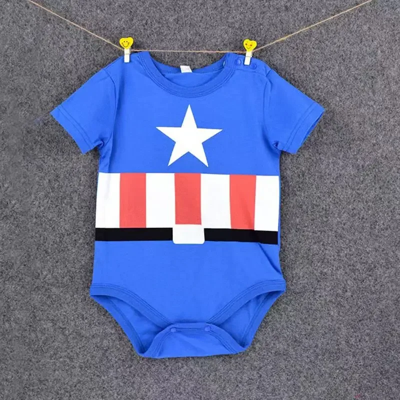 Summer Newborn Baby Rompers Boys Girls Clothes Cartoon Spider Man Captain America Print Bodysuits Cotton Infant Jumpsuits 0-18M