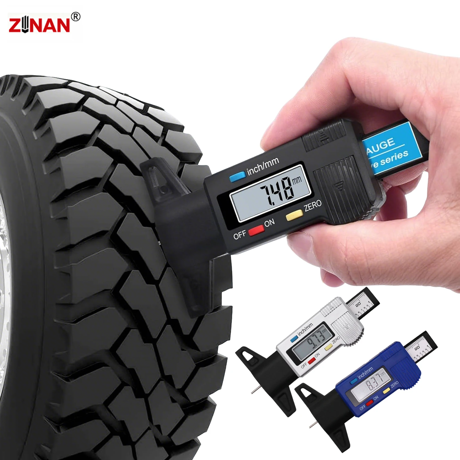 Tire Tread Depth Gauge LCD Digital Monitoring System Stainless Steel Caliper for Car Trucks Motorcycles Measurer Repair Tools