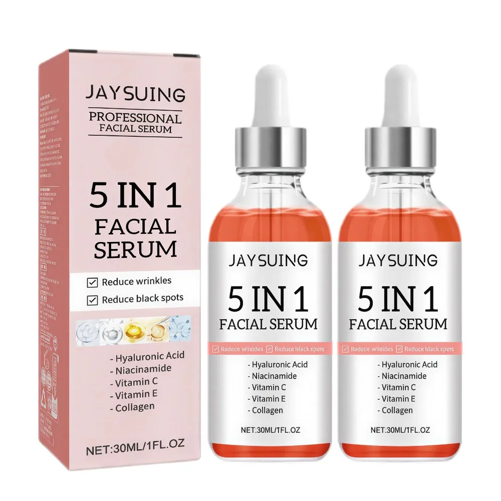 5 em 1: Sérum facial com vitamina C, ácido hialurónico, efeito antirrugas, hidratante, clareador, para firmar a pele e reduzir os poros.