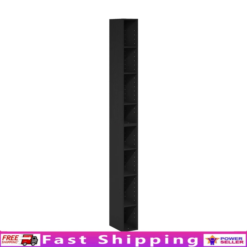 

8-Tier Space Saving Storage Shelf Bookcase Minimalist Design Adjustable Shelves Durable Composite Wood Easy Assembly Living Room