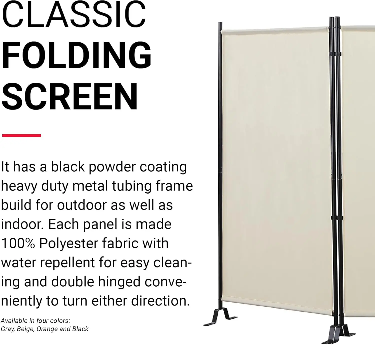 Water Repellent Fabric Room Divider com Black Powder Coated Metal Frame, Seção Galaxy, Indoors produtos