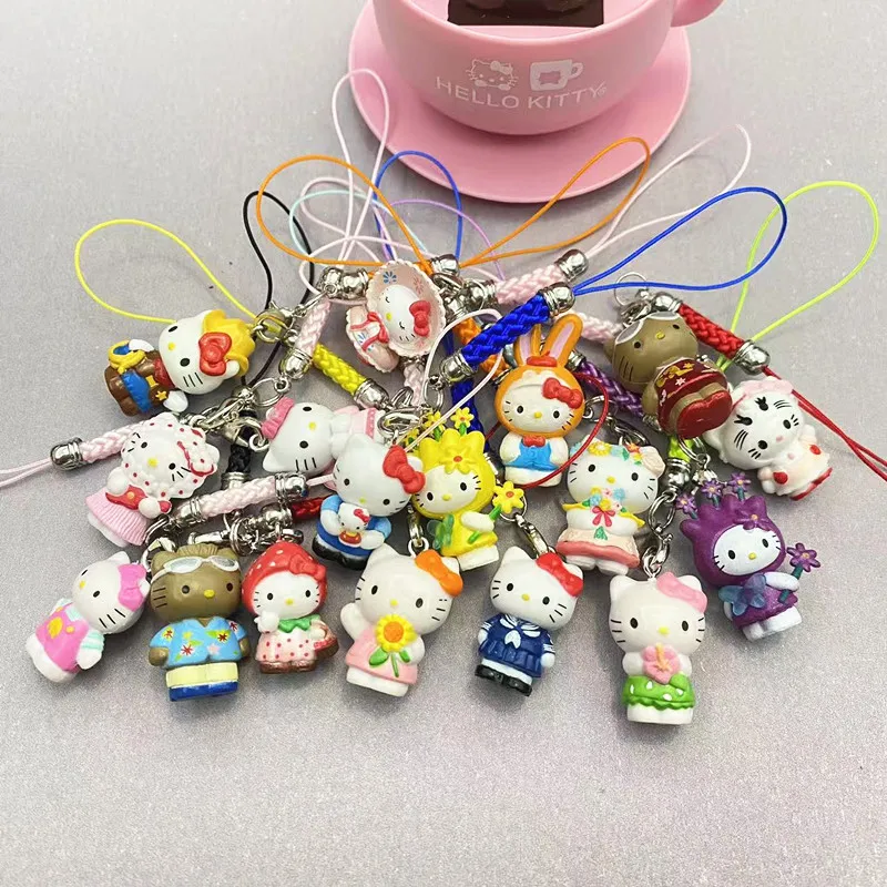 1 Piece Kawaii Holle Kitty Mobile Phone Pendant Lanyard Cute Smartphone Case Keychains Decoration Lady Bag Car Key Hanging Rope