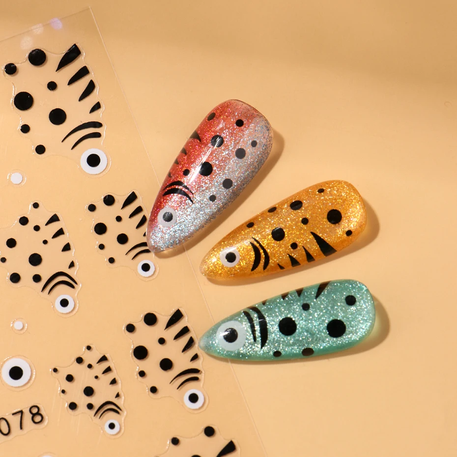 2 pçs kawaii cabeça de peixe adesivos de unhas mar peixe auto-adesivo sliders para unhas y2k oceano animais arte do prego suprimentos decoração