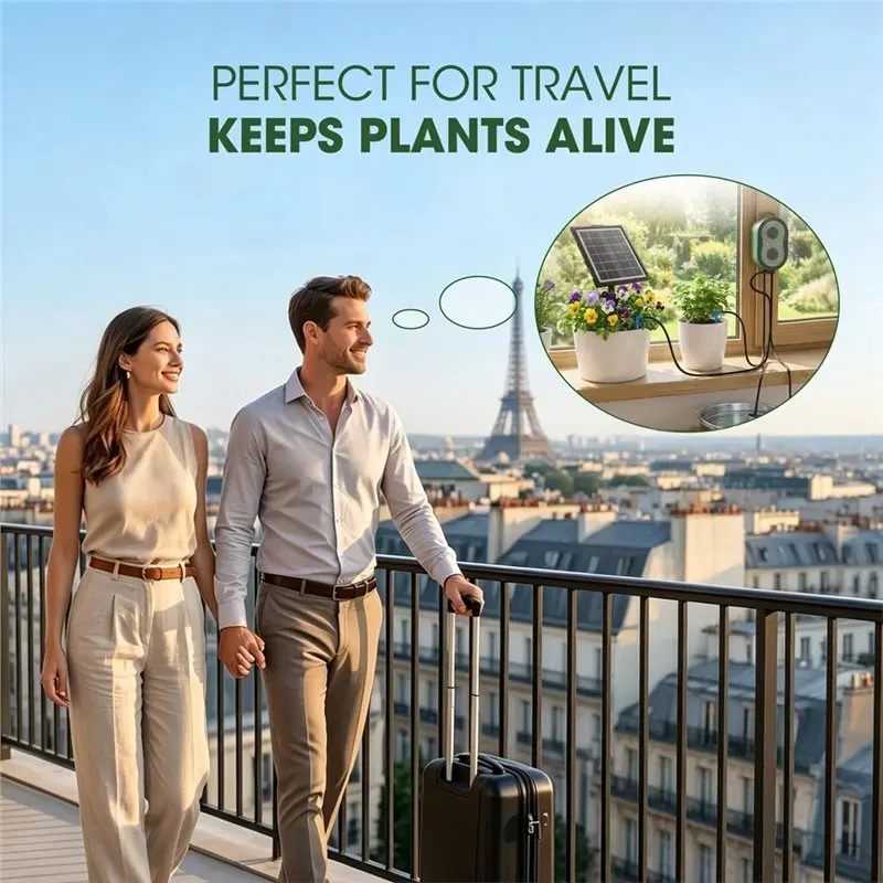 PZHI Solar Intelligent Irrigation Kit 6V 3W 2200mAh Battery DIY Timed Watering Device for Potted Plants