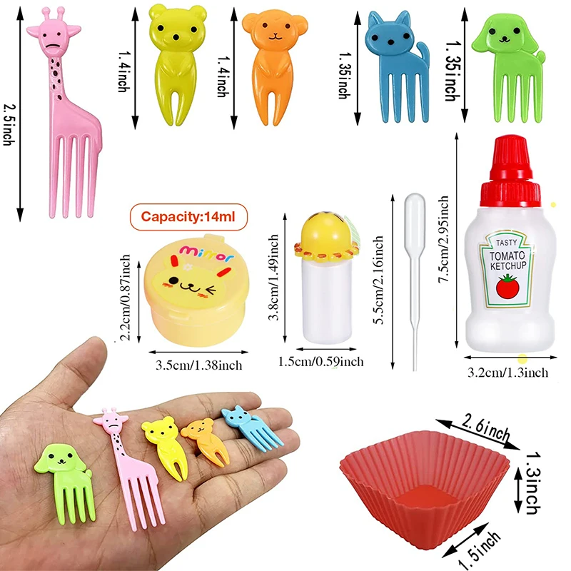 Cute Mini Food Picks Children Kids Animal Toddler Cartoon Snack Cake Dessert Food Fruit Forks Silicone Lunch Box Dividers