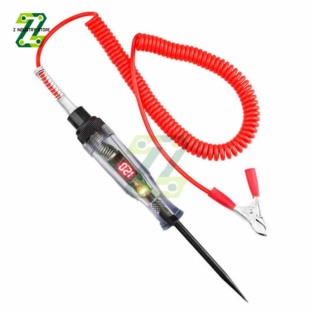 Car Truck Voltage Circuit Tester Digital Display Long Probe Pen Light Bulb Automotive Diagnostic Tools Auto Repair 3-36V