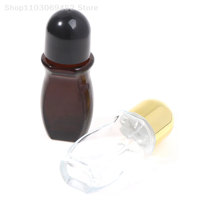 Amber 50ml empty glass roll-on deodorant bottles with Plastic Roller Ball