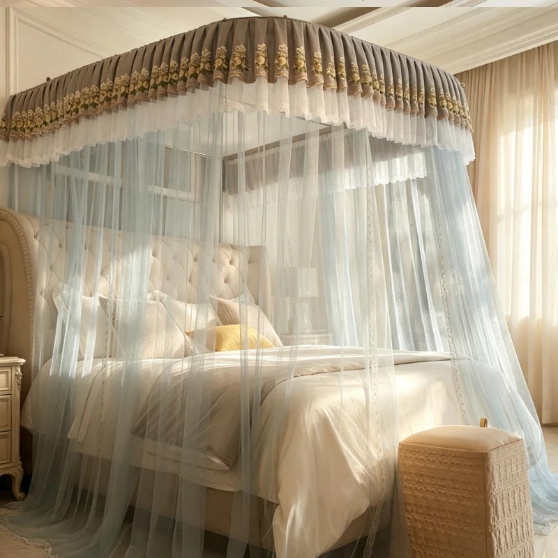 U-Shaped Track Mosquito Net Home Bedroom Premium Floor Type Palace Bed Valance Tent Cycle Supplies