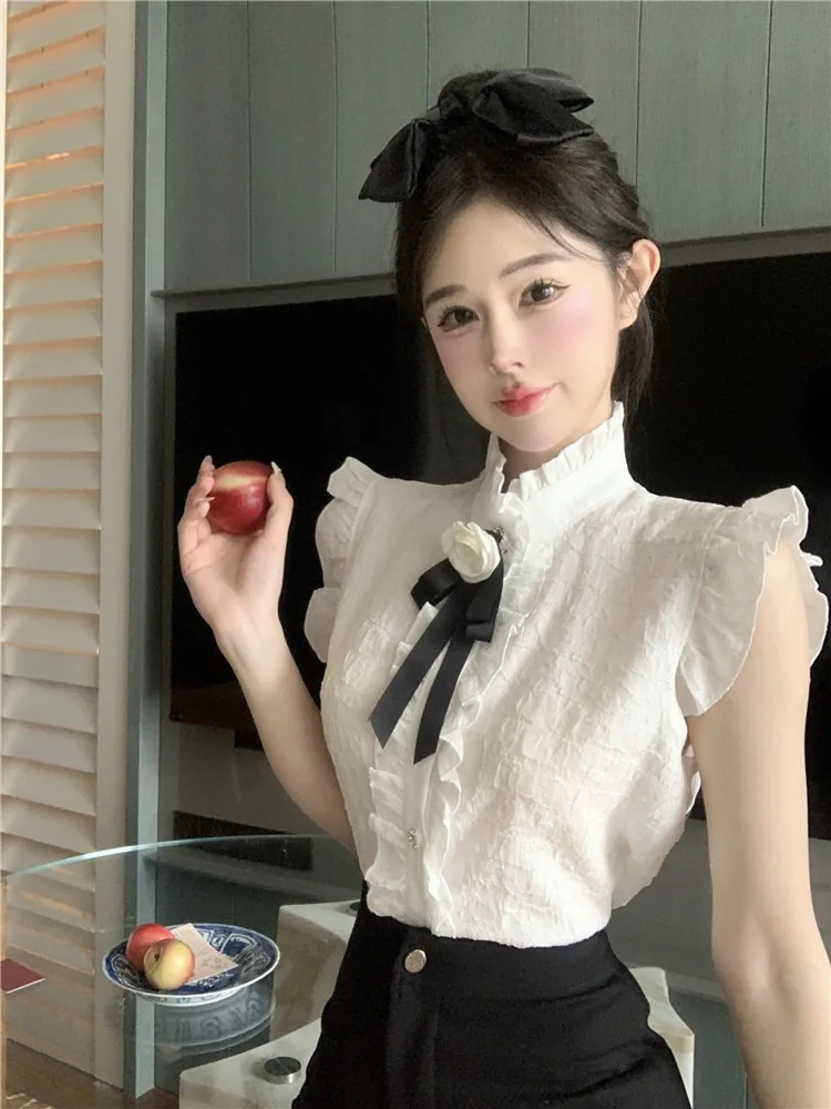 

Ele White Svel irt, женский модный дизайн, зима 2025, новинка свободного покроя, французский кружевной узор снежинки