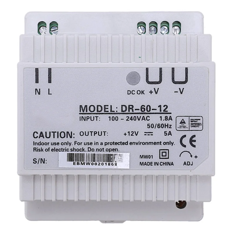 

8X Din Rail Power Supply 60W 12V Ac Dc Converter Dr-60-12 Power Supply 12V 60W Good Quality
