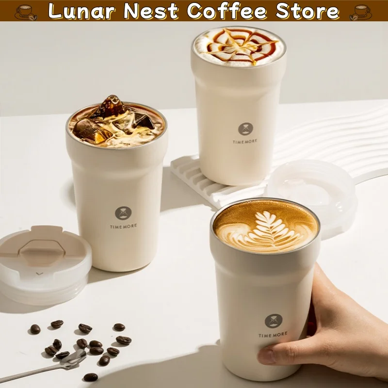 Timemore Stainless Steel Travel Coffee Mug With Ceramic Coating Inner Leak Proof Insulated For Drip Bag Portable Cup In Stock