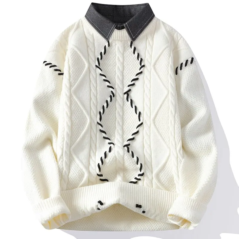 Two Items Sweater,outdoor Use, Fishing, Fashionable, for Men, Trendy, Versatile, for Sports, for Casual Wear, Knitted Sweater