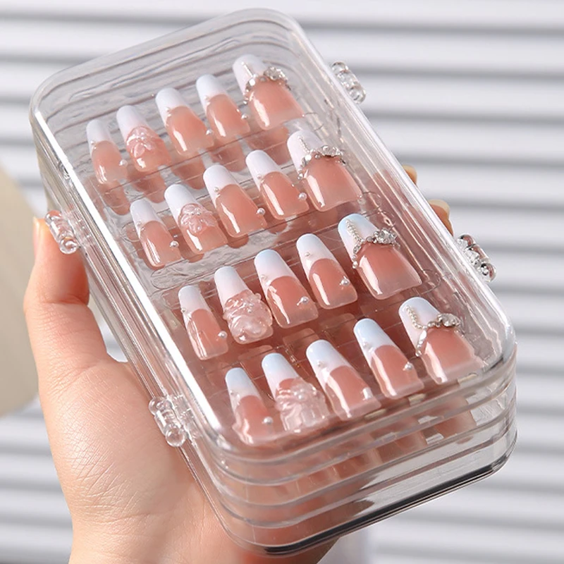 

Трехсекционные прозрачные пластиковые коробки для хранения накладных ногтей, органайзер для демонстрации искусственных ногтей