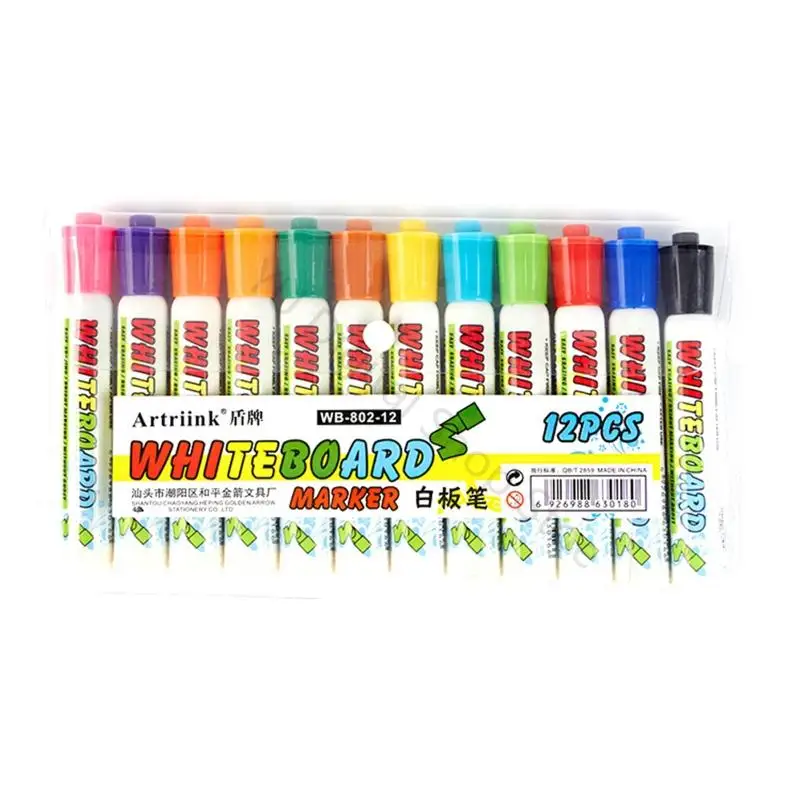 96BA Water Drawing Whiteboard Marker Set with 12 Floating Markers and Storage Case for Students Kids Creative Play and Writing