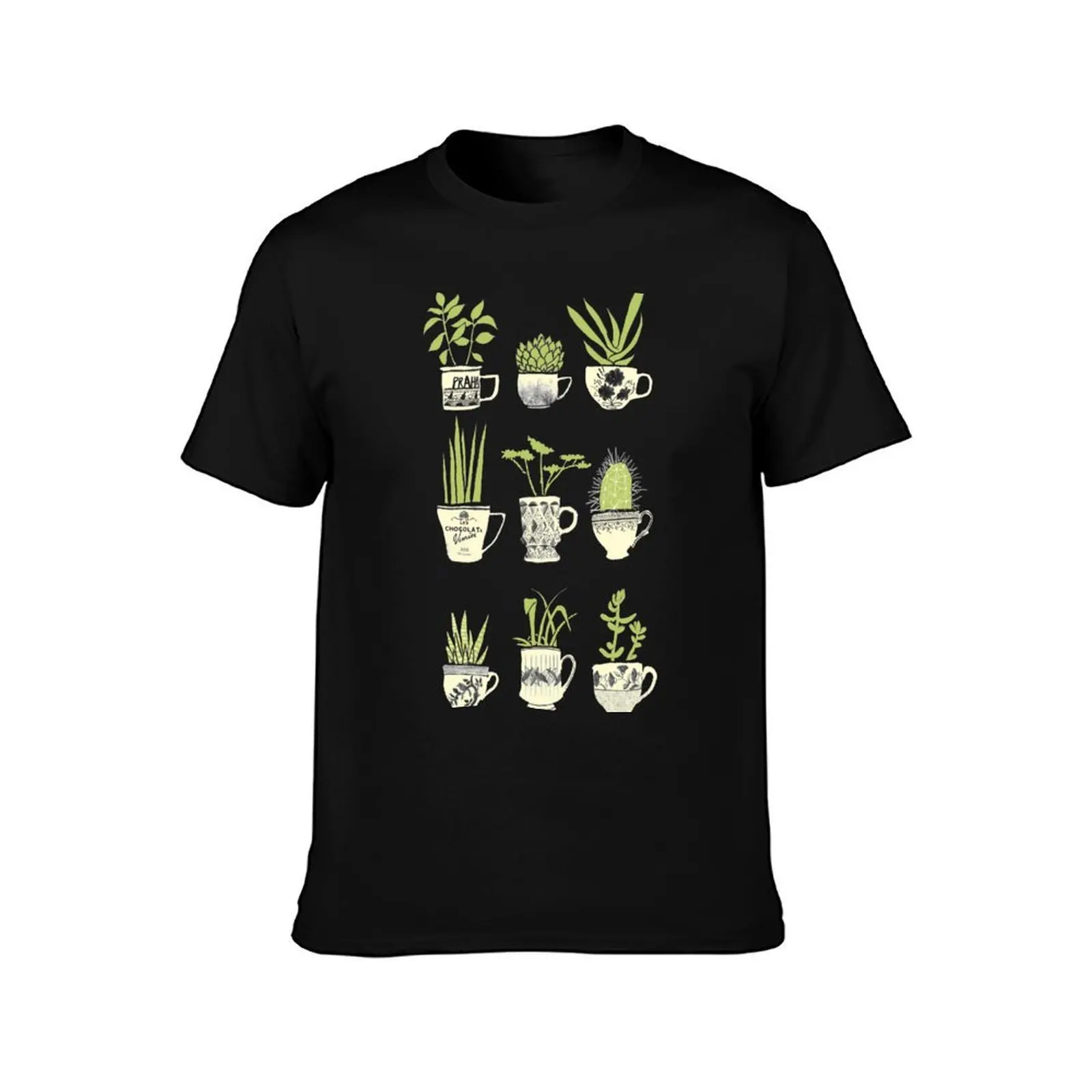 Teacup Succulents T-Shirt Work Wear Short Sleeve T-Shirt
