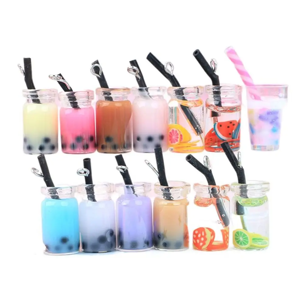 20pcs Milk Tea Bottle Resin Slime Charms Cream Gel Flatback for Croc Shoes Accessories Cute Bottle Sticker