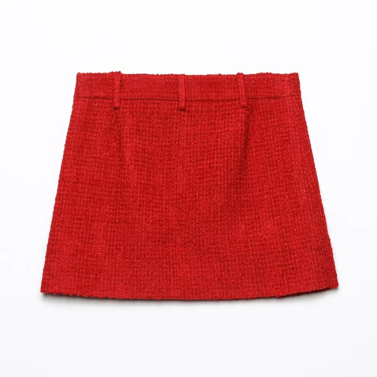 Withered-minifaldas de Tweed rojo para mujer, falda elegante, nueva textura, a la moda, Otoño e Invierno