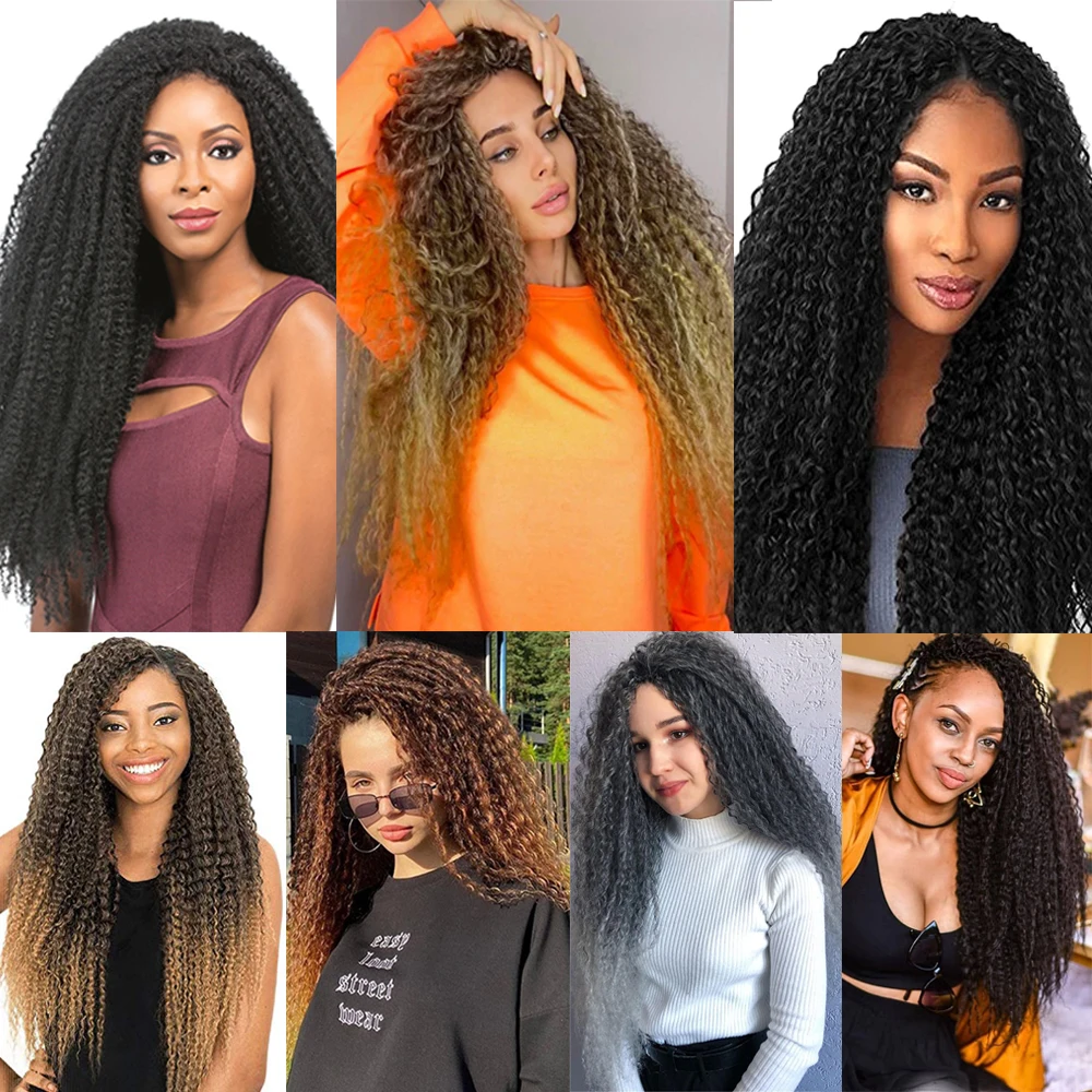 20 Inch Synthetic African Roots Brazilian Crochet Braid Twist Hair Extensions Deep Water Wave Synthetic Crochet Braiding Hair