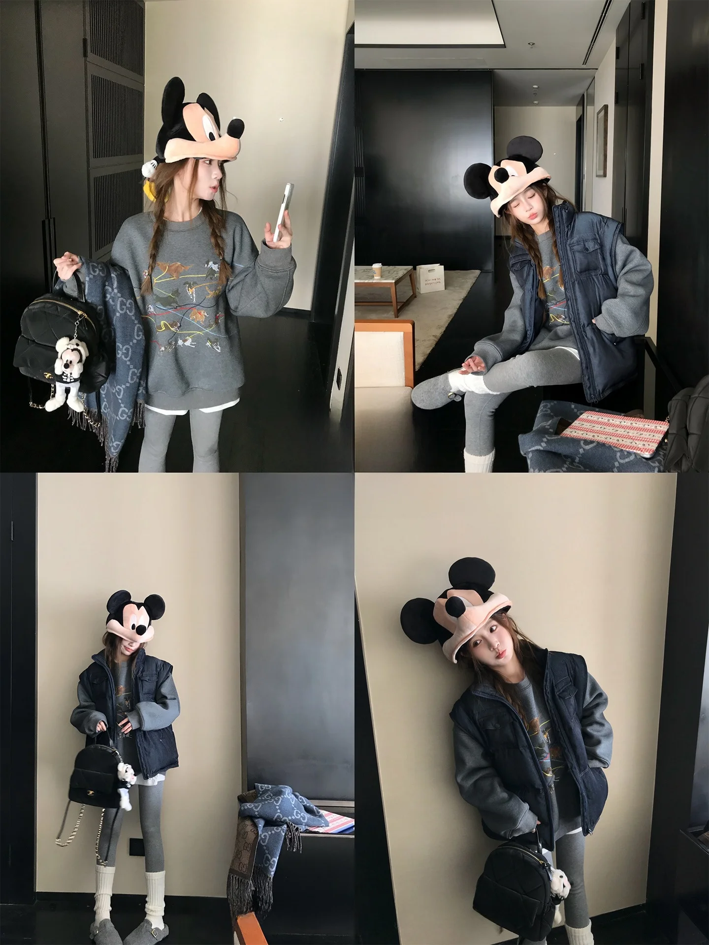 

Женский джинсовый пуховый жилет FF BLUE Happy Little Dog с забавным принтом, круглым вырезом, из плотного хлопка, для зимы, повседневный стиль