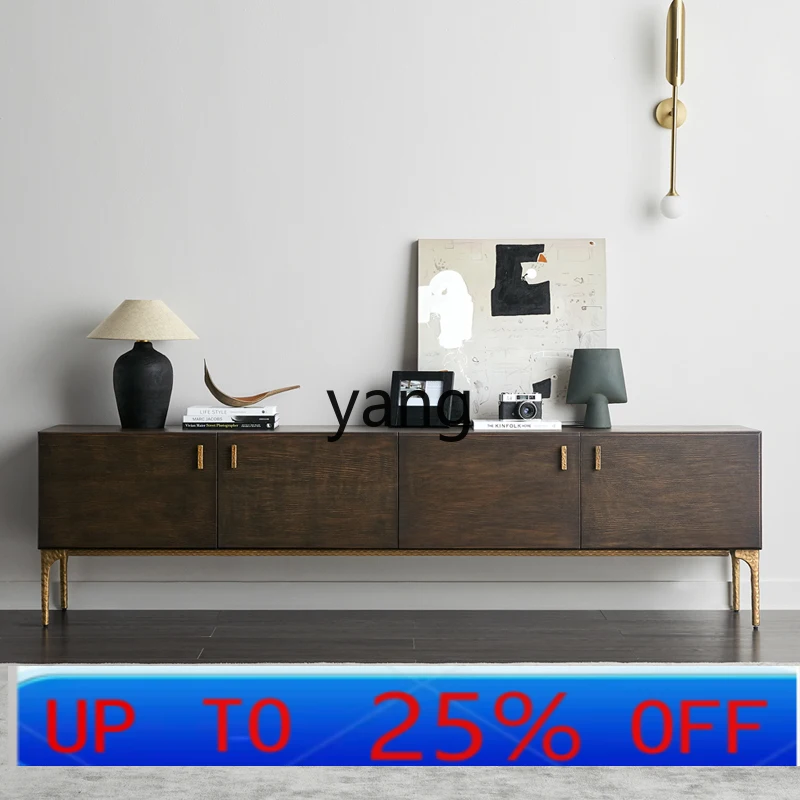 

LTT solid wood TV cabinet living room small apartment light luxury post-modern