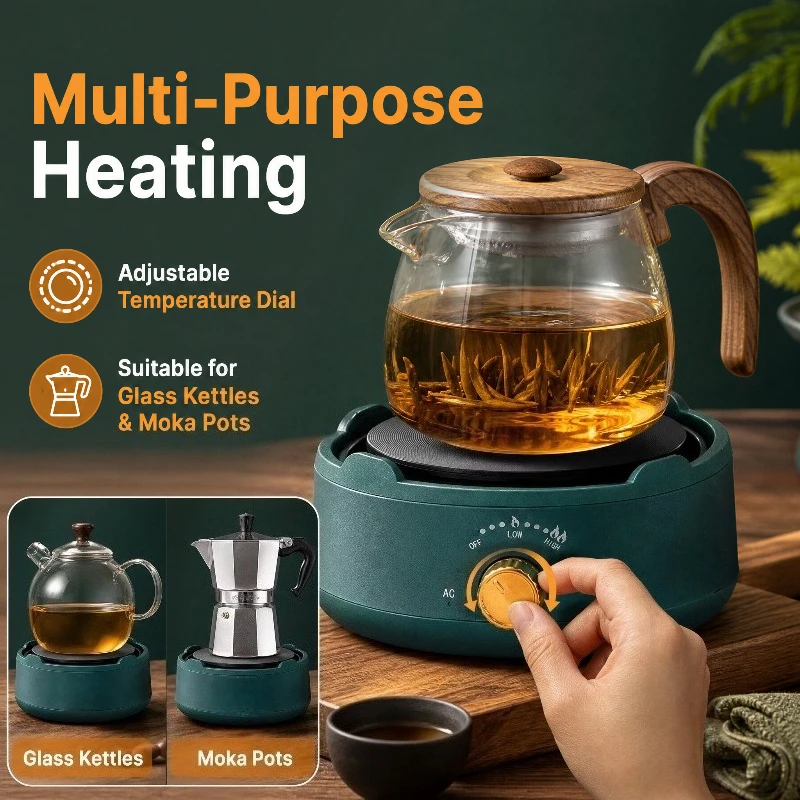 Mini Electric Hot Plate Multifunctional Coffee Tea Heater Stove for Moka Pot Adjustable Temperature