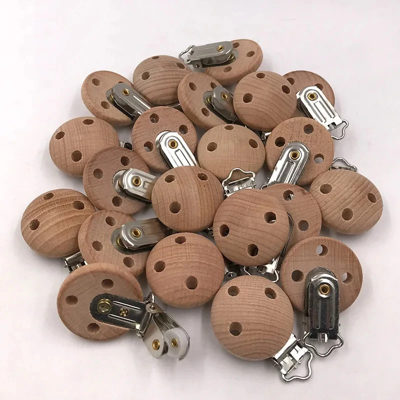 ABCPICK 20pcs Wooden Pacifier Clip Wooden Pacifier Clip Holder Accessories Bracket For Making Baby Toys Gift Diy Dummy Chains