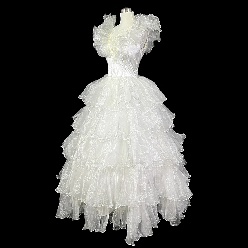 Anxin-SH Vintage Princess Dress, Flower Lace, O Neck, Pérolas Beading, Crystal Ruffles, Sem mangas, Noiva, Casamento Antigo