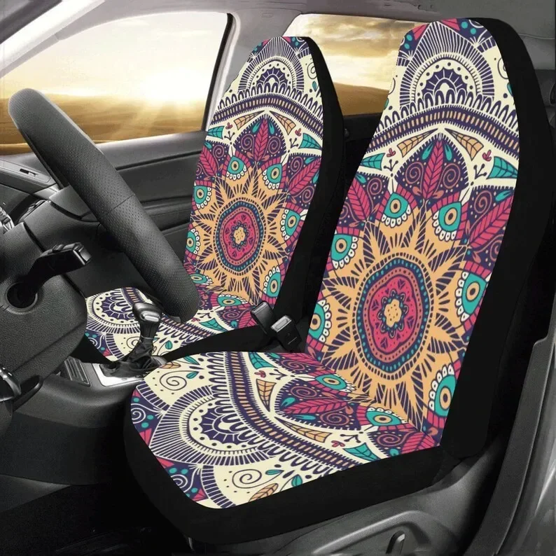 

Mandala Car Seat Covers 2 pc, Pattern Bohemian Boho Art Front Seat Covers, Car SUV Seat Protector Accessory Decor