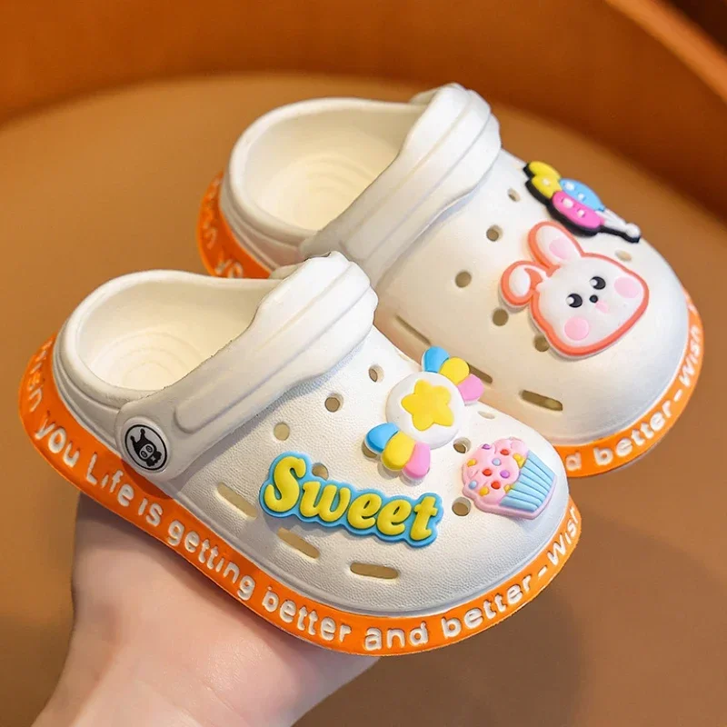 Summer Children\'s Anti Slip Slippers DIY Hole Shoes Cute Cartoon Beach Shoes Girls and Boys 1-6y