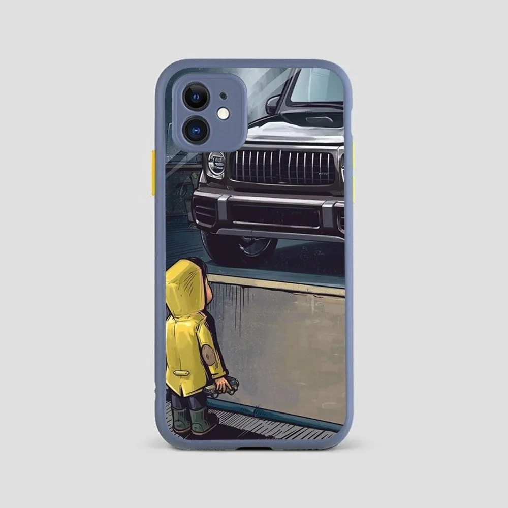 Boy Looking At Car Phone Case for iPhone 14 11 12 13 Mini Pro Max 8 7 Plus X XR XS MAX Translucent Matte Cover