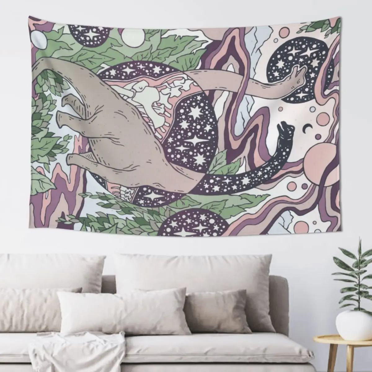

Jurassic Portal | Purple Haze Palette | Dinosaur Science Fiction Art Tapestry Tapete For The Wall Art Mural Tapestry