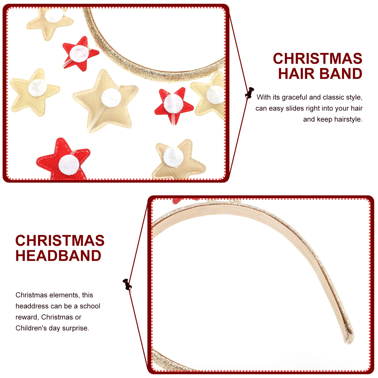 

Christmas Headband Elegant Star Hair Band Pain-Free Design Christmas Kids Hair Band Xmas Hard Headband Kids Hairband