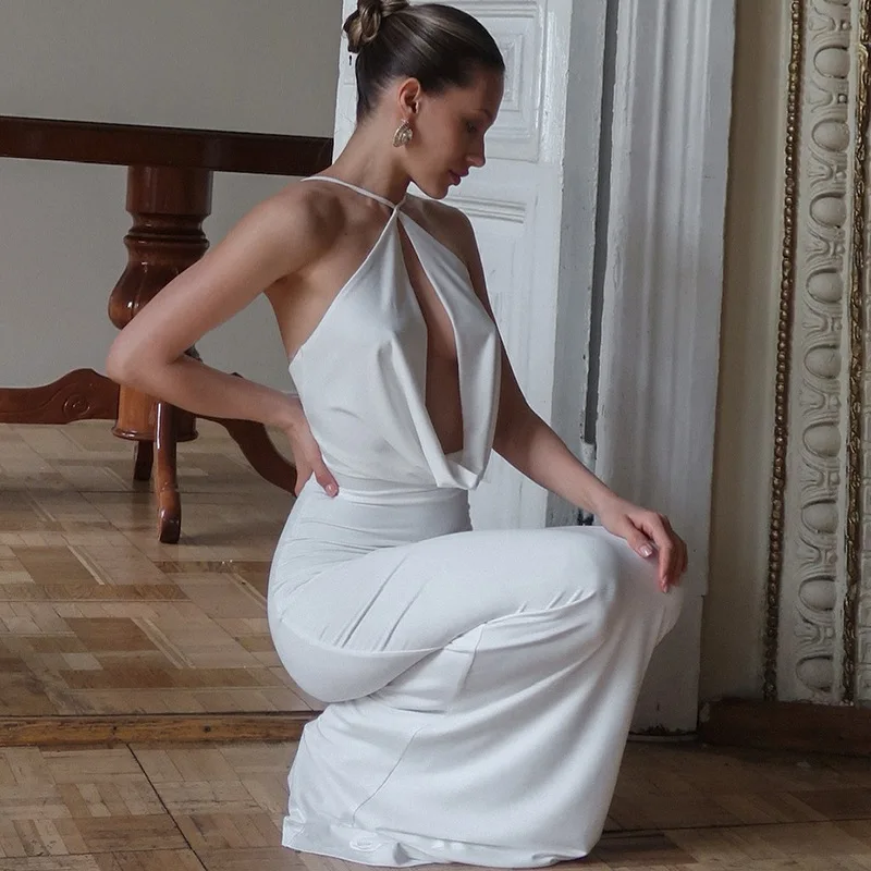 High Quality Hot Selling Wholesale 2025 New Products Fashionable Backless Temperament Hollow Neck Hanging Strap Dress Women Y2k