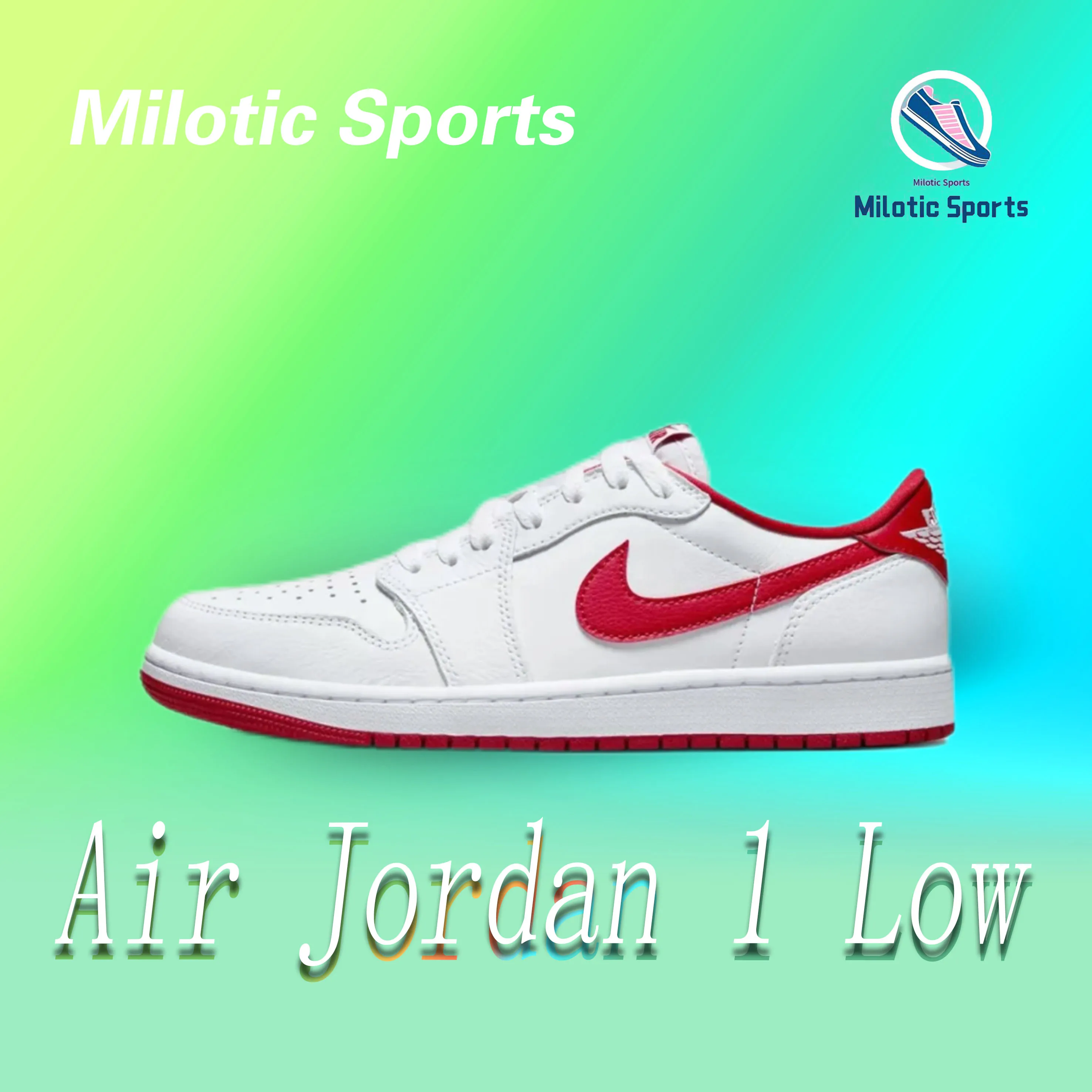 حذاء Jordan Air Jordan 1 Low Trendy Comfort Sport Low Top Retro Board باللون الأبيض والأحمر