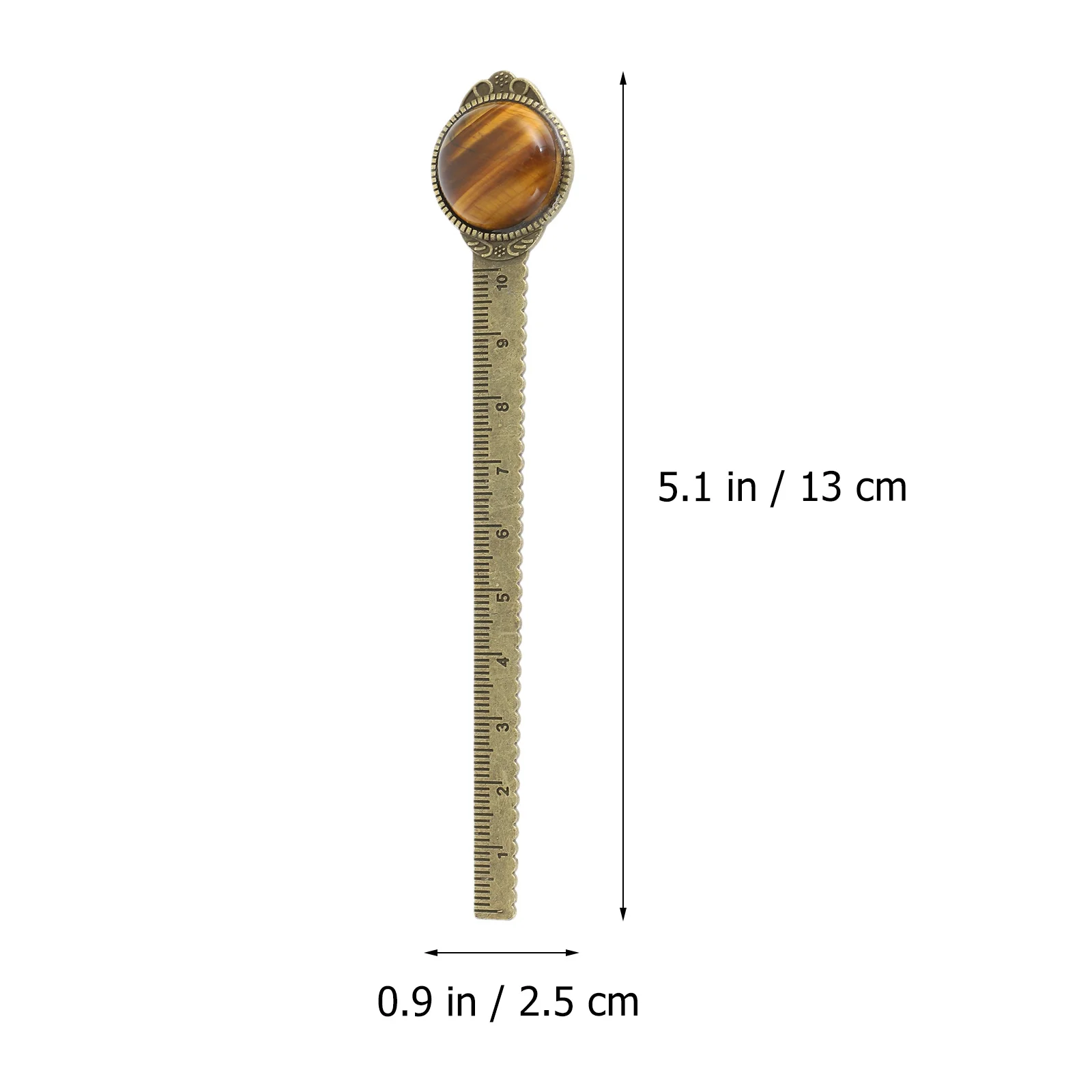 Semi-Precious Stone Book Mark Ruler Zinc Alloy Retro Reading Tool Creative Page Label For Students Stationery Gift Home