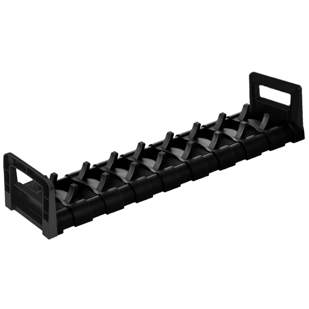 

8-Compartment Dish Drying Rack Black PP Material Adjustable Kitchen Counter Space Saving Bowl Plate Storage Drainage Design