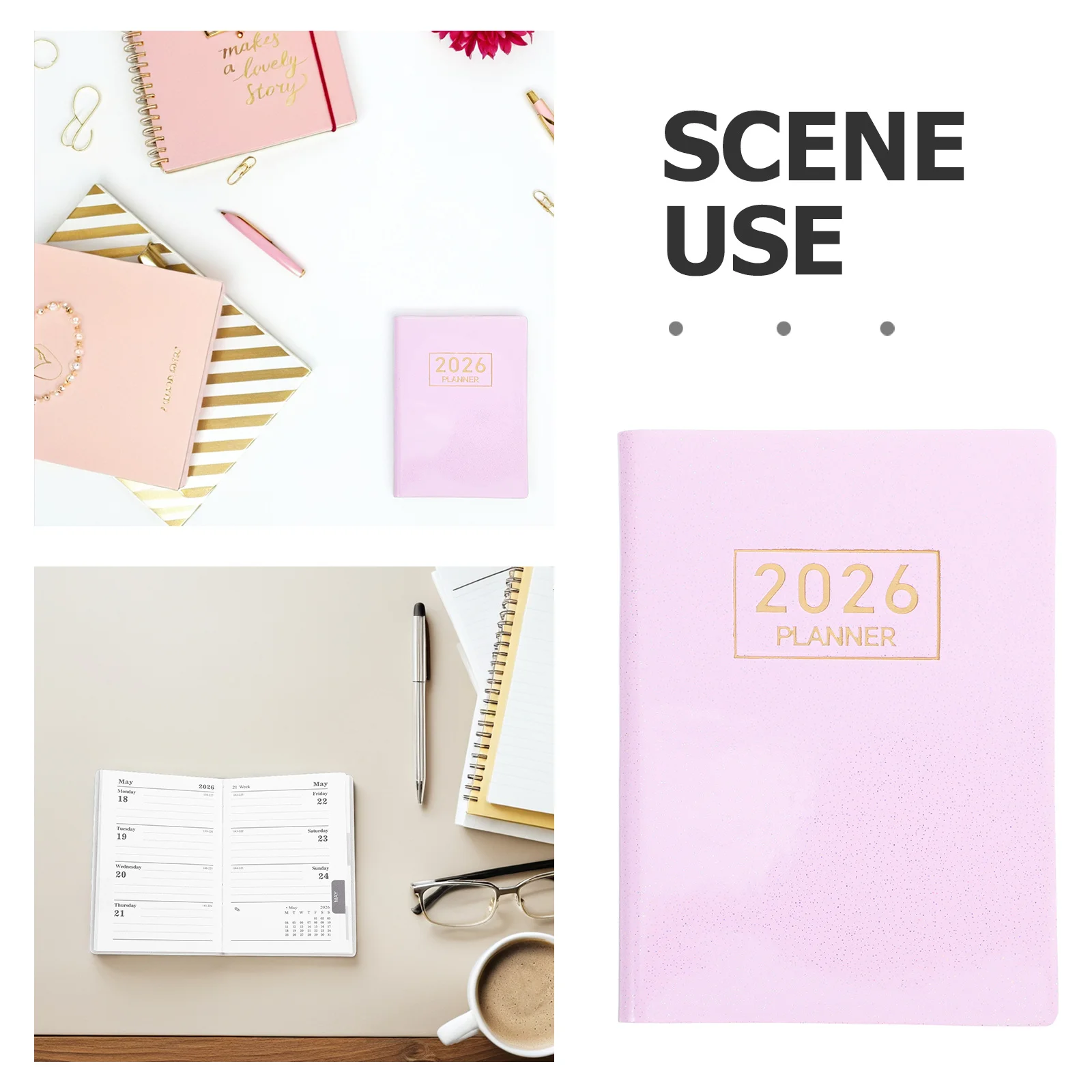 2026 a7 mini planejador compacto calendário mensal caderno de papel grosso costurado encadernação colocar páginas planas presente ideal para amigos da família