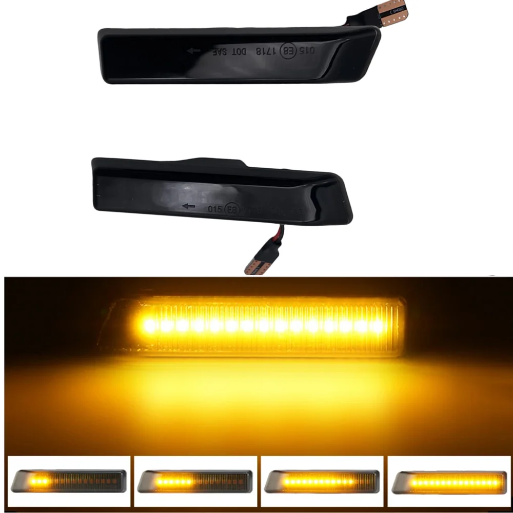 

2Pcs Dynamic LED Side Marker Sequential Flashing Lamp Turn Signal Light For BMW 3 Series E36 M3 1997-1999 X5 E53 1999-2006