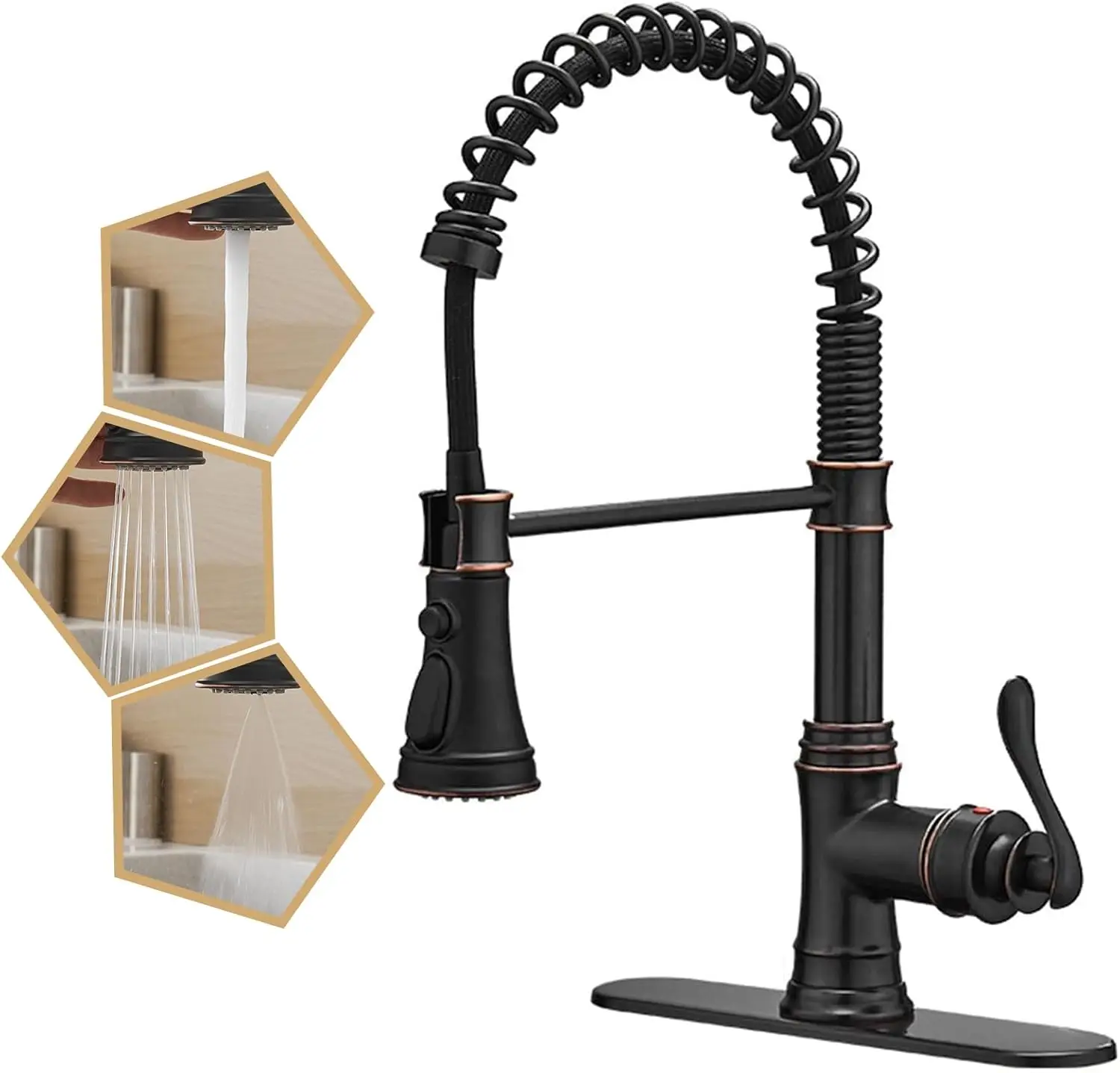 

Kitchen Faucet Oil Rubbed Bronze with Pull Down Sprayer Black Single Handle Bar Sink Farmhouse Commercial with 10 inch Hole Cove