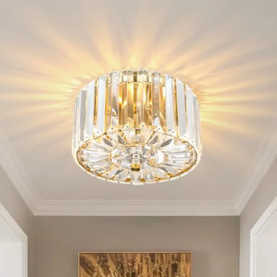 

Small Crystal Ceilg Light Modern Semi Flush Mount Ceilg Lightg Fixture Gold Crystal Mi Chandelier for Hallway Kitchen Entryway