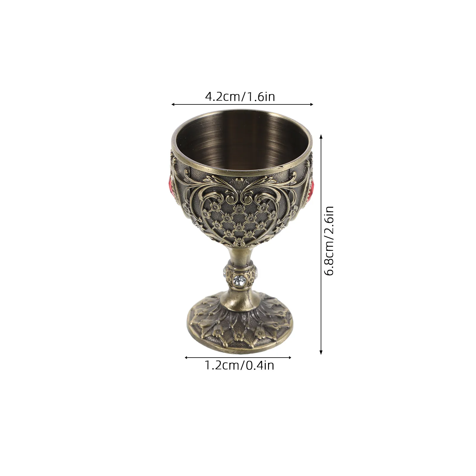 2Pcs Vintage Alloy Chalice Goblets Embossed Pattern Mini Wine Glasses for Ritual Party Use Metal Whiskey Cup Holy Water Cup