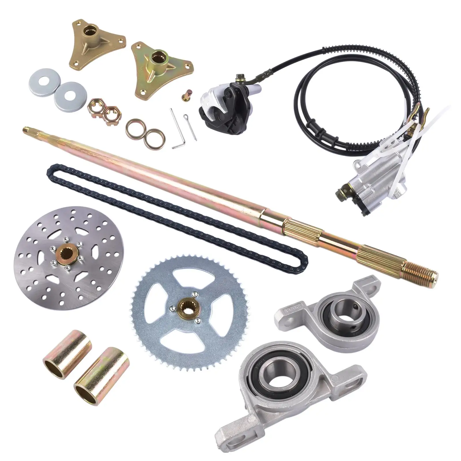 AP01 For 740mm Drift Trike Go Kart Rear Live Axle Kit, Sprocket & Hub, Brake Assembly