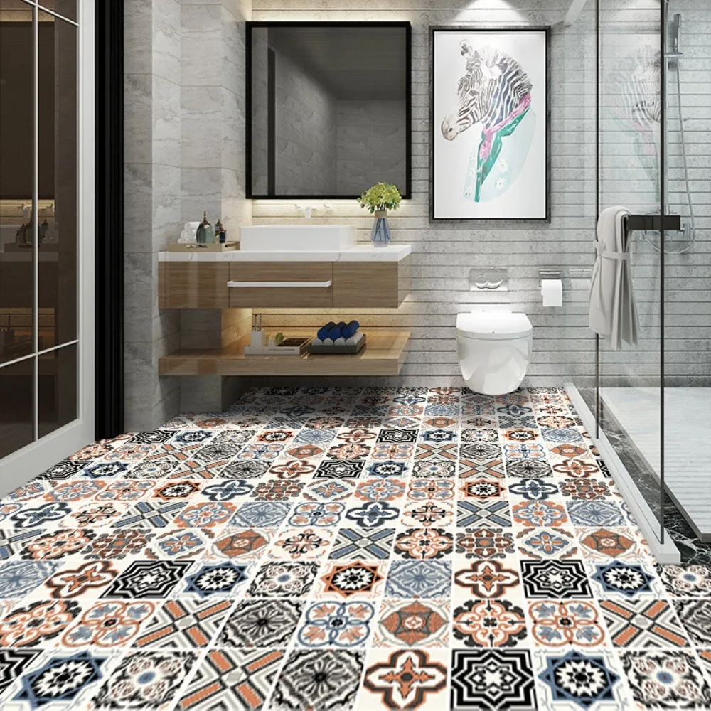 PVC Floor Stickers Self-Adhesive Moisture Proof Bedroom Bathroom Waterproof Wall Paper Home Decor Wallpapers for Living Room