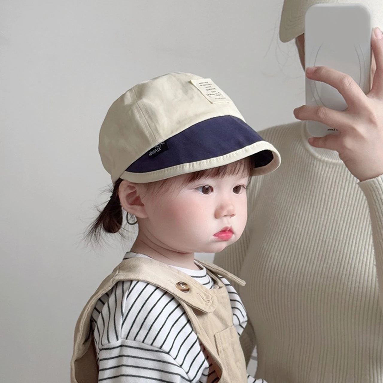 

Large Brim Duck Tongue Cap Spring Summer Outdoor Sunshade Visors 6-24Month Baby Color-blocked Peaked Hat Fashion Kids Sun Hats