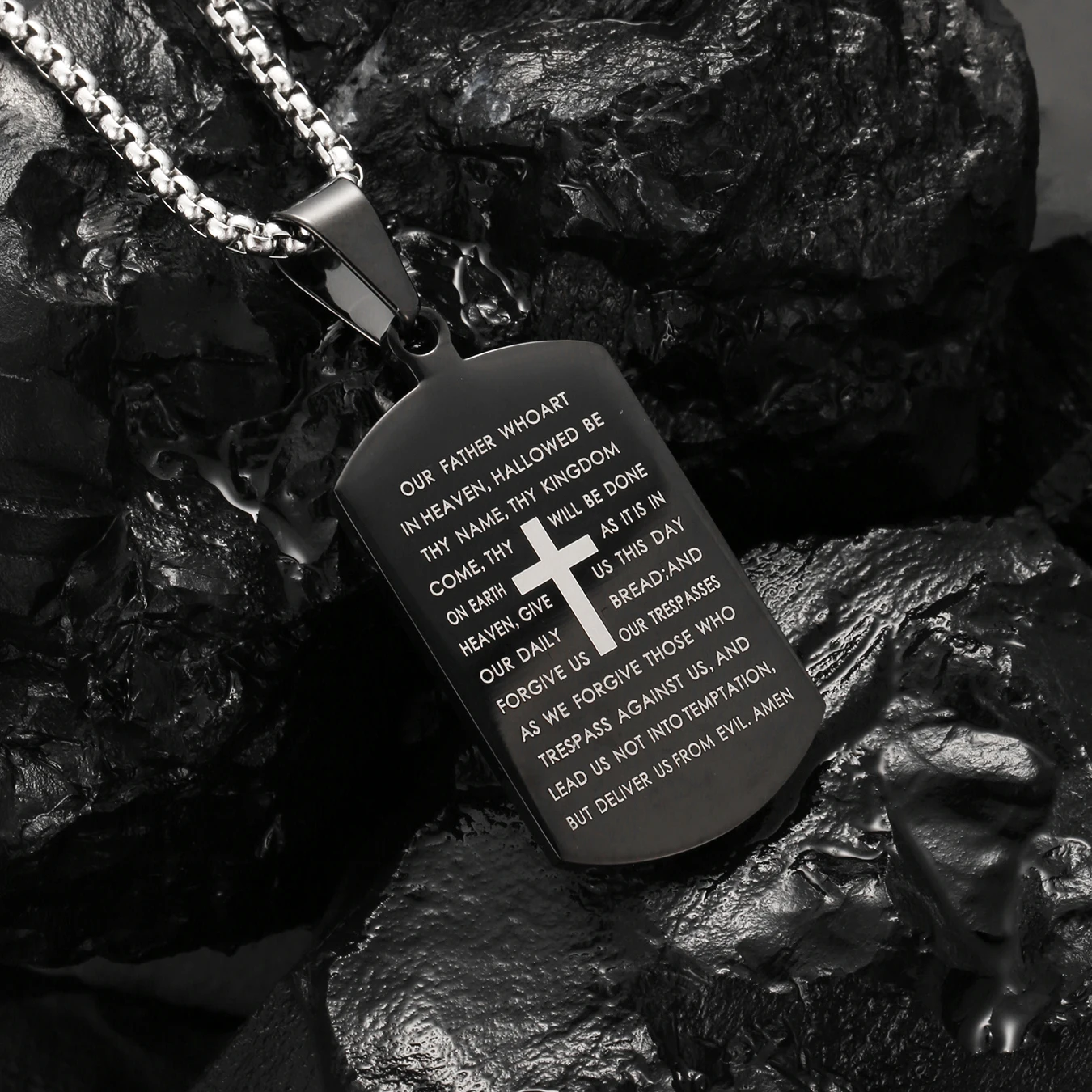 1 unidad de collar Simple de versículo bíblico de acero inoxidable a la moda para hombres, collar de cruz espiritual, joyería espiritual para hombres