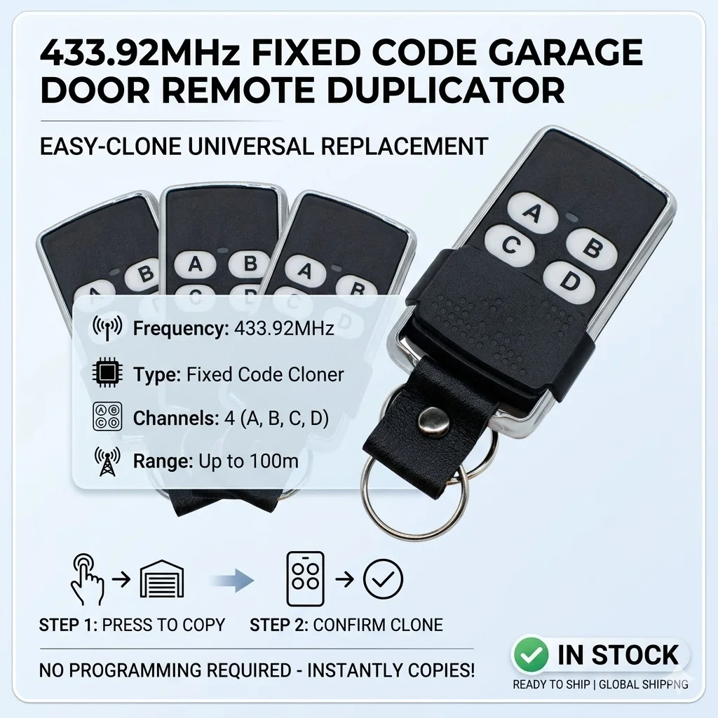 Universal 433MHz 433.92MHz Cloning Remote Control RF Fixed Code Duplicator Remote Controller Garage Door Remote Control 1-10pcs