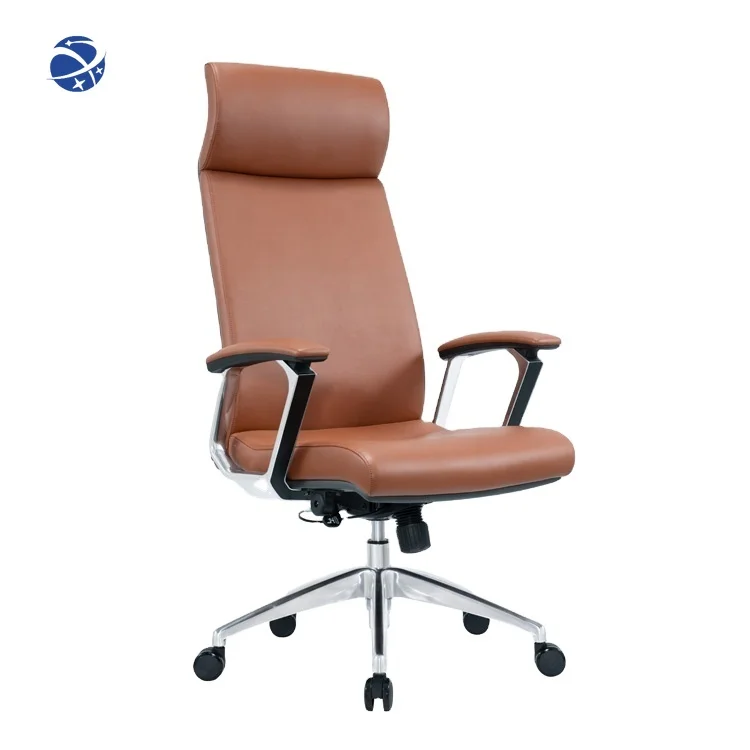 YYHC Luxury High back Modern design swiveling executive chair with aluminum base leather manager office chair